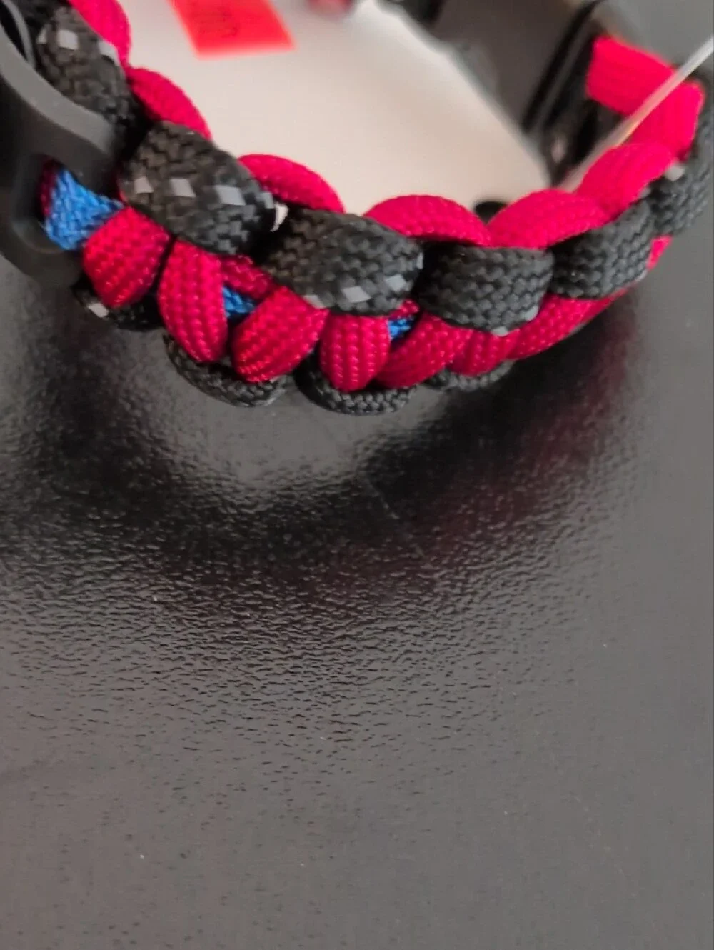 Kids Paracord Bracelet with Pink, Black & Blue Cowgirl Charm. Size 6